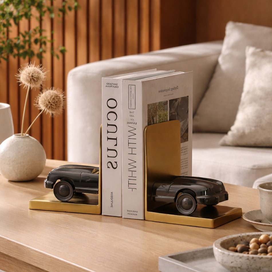 Convertible Metal Bookends, Set of 2 - Grey Gold