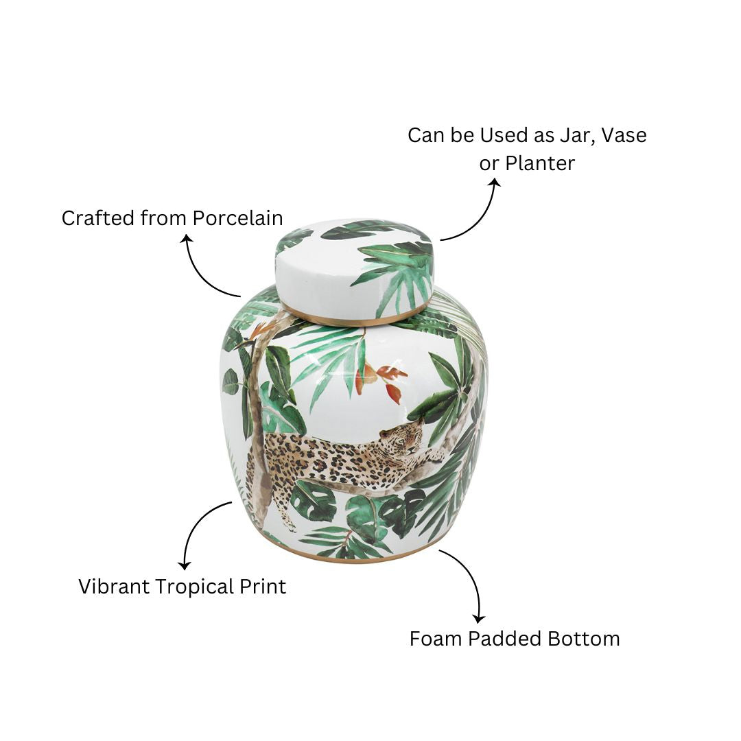 Chantilly Ginger Jar With Lid - Jaguar Jungle
