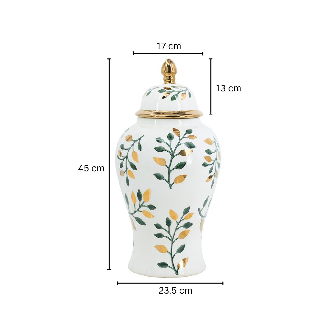 Chantilly Ginger Jar With Lid XL - Ash Leaves