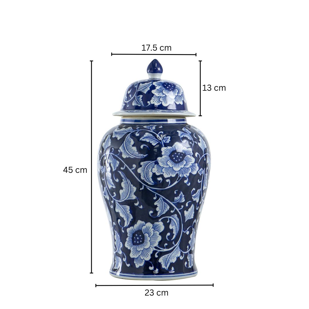 Chantilly Ginger Jar With Lid XL - Midnight Camellia