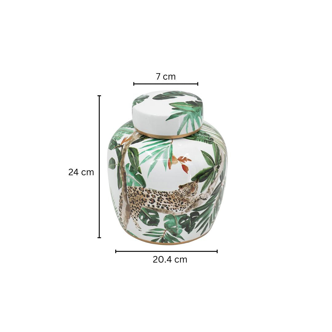 Chantilly Ginger Jar With Lid - Jaguar Jungle