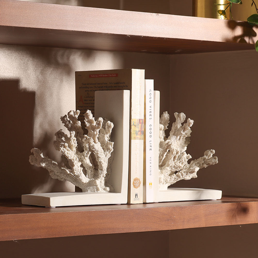 Coral Bookends, Set of 2 - White