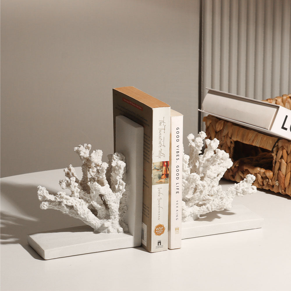 Coral Bookends, Set of 2 - White
