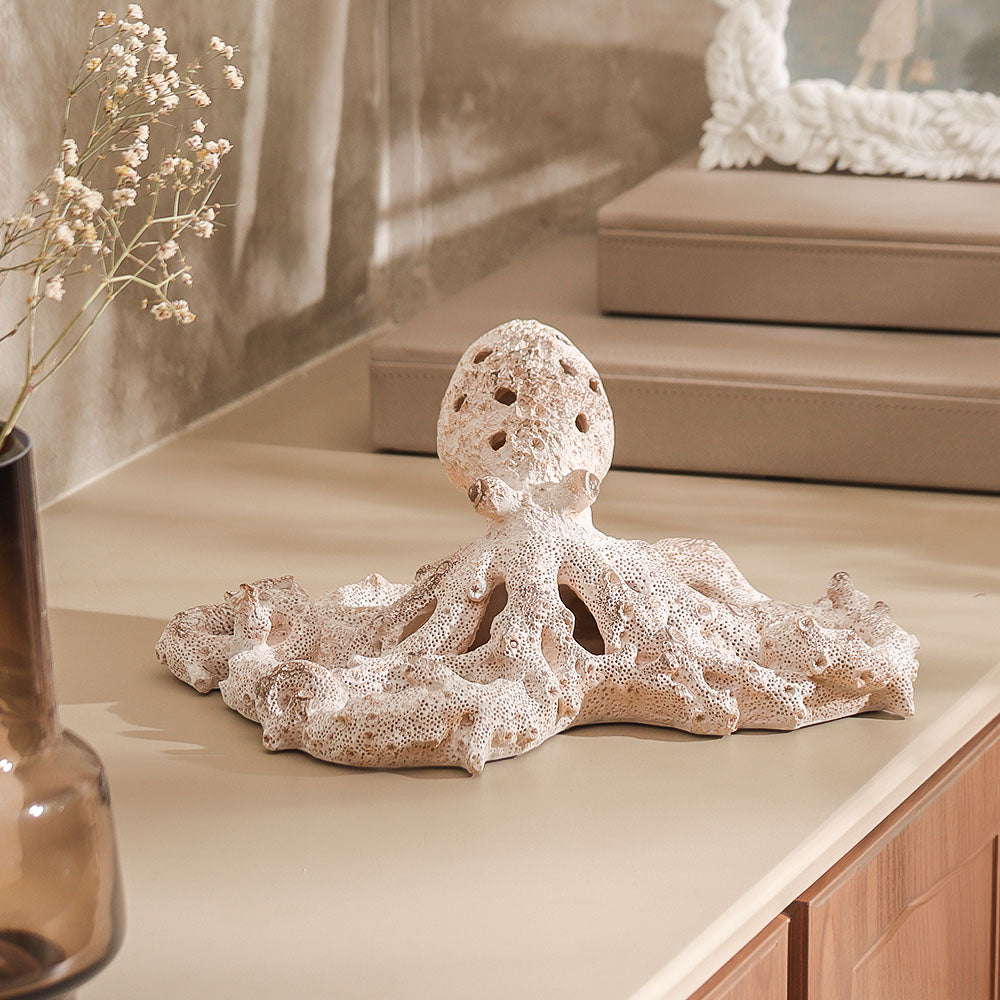 Coral Octopus Sculpture Large - Vintage White