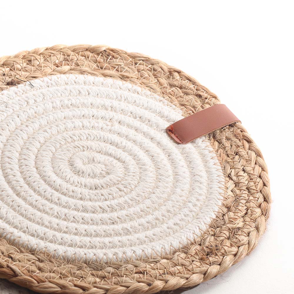 Cotton & Jute Trivets, Set of 4 - Natural Cream