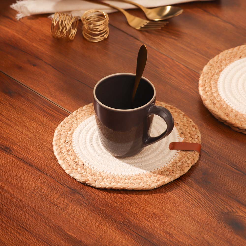 Cotton & Jute Trivets, Set of 4 - Natural Cream