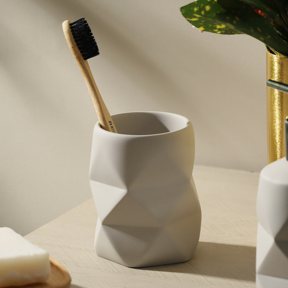 Crackle Toothbrush Tumbler - Light Grey