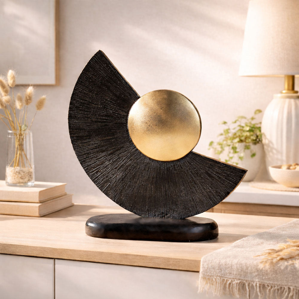Cradle Abstract Sculpture Small - Gold Black