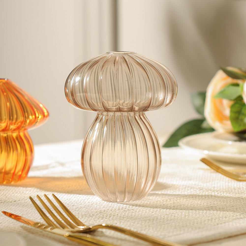 Cremini Mushroom Glass Sculpture - Smoke