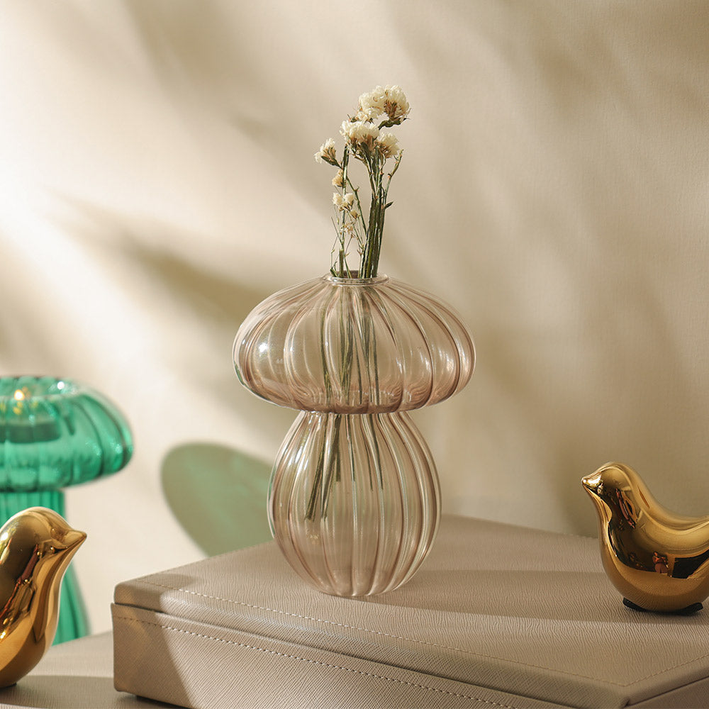 Cremini Mushroom Glass Sculpture - Smoke