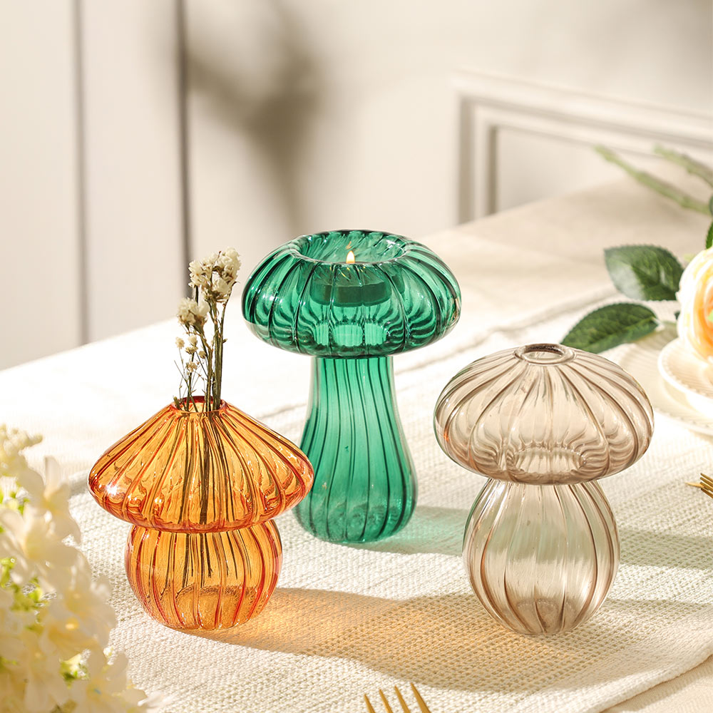 Cremini Mushroom Glass Sculpture - Smoke