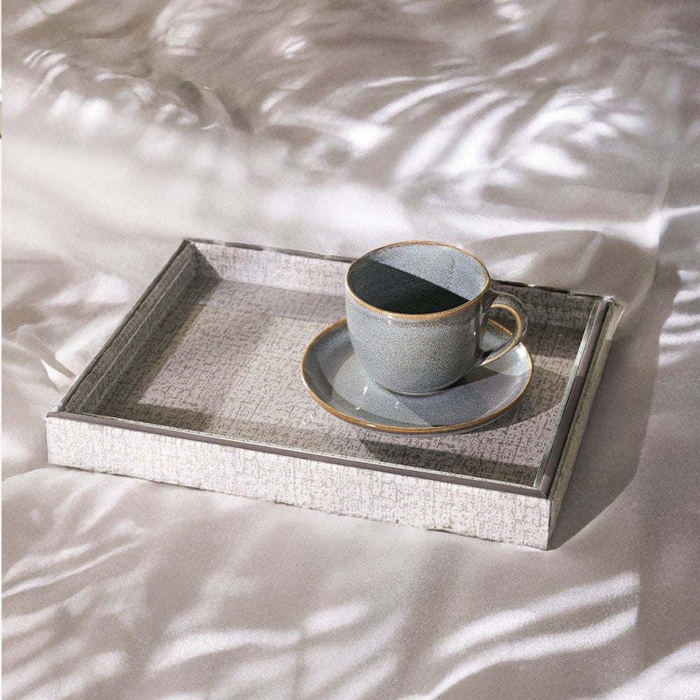 Cala Glass Decorative Tray Medium - Tweed Grey