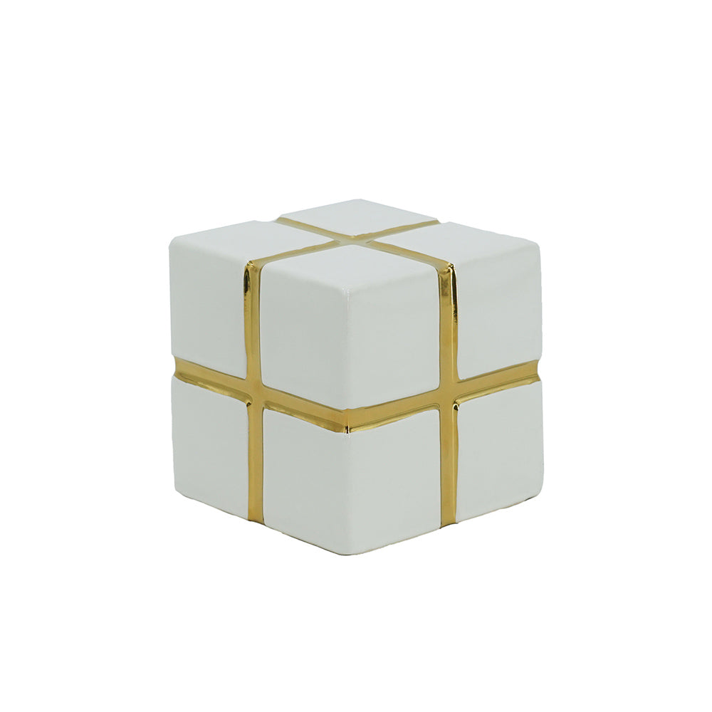 Cross Cube Decorative Sculpture Medium - White Gold