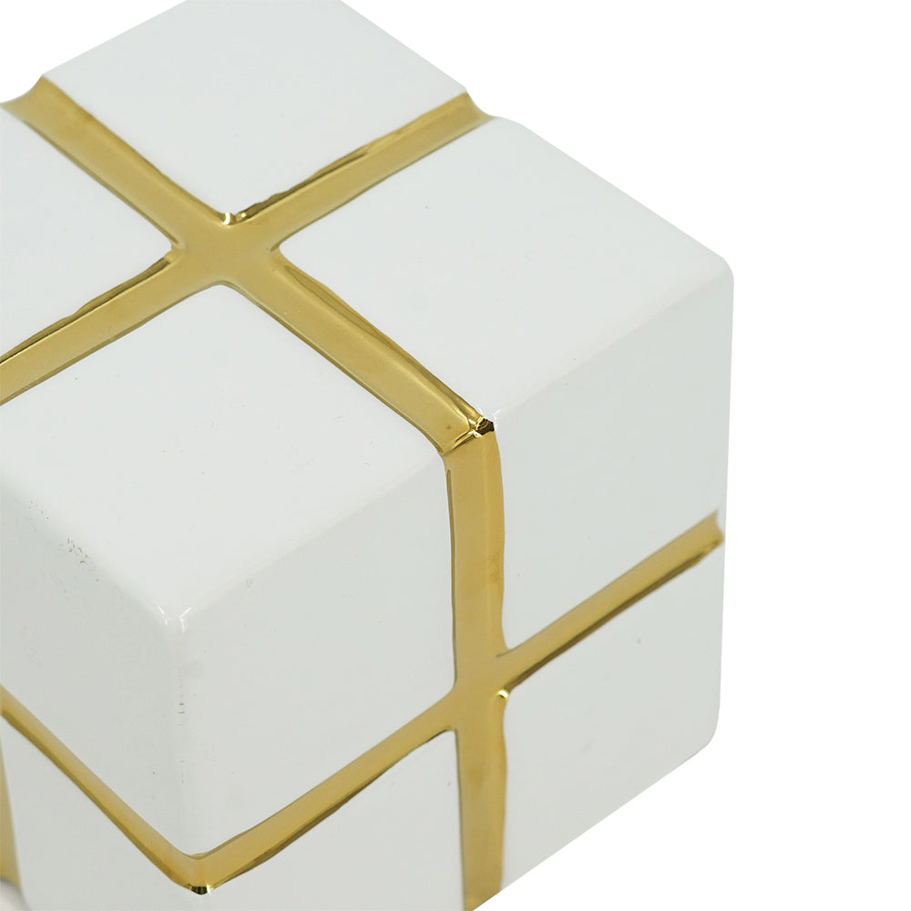 Cross Cube Decorative Sculpture Medium - White Gold