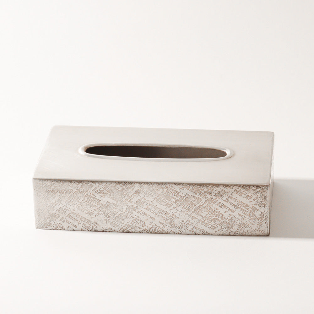 Crosshatch Stainless Steel Tissue Box Cover - Silver