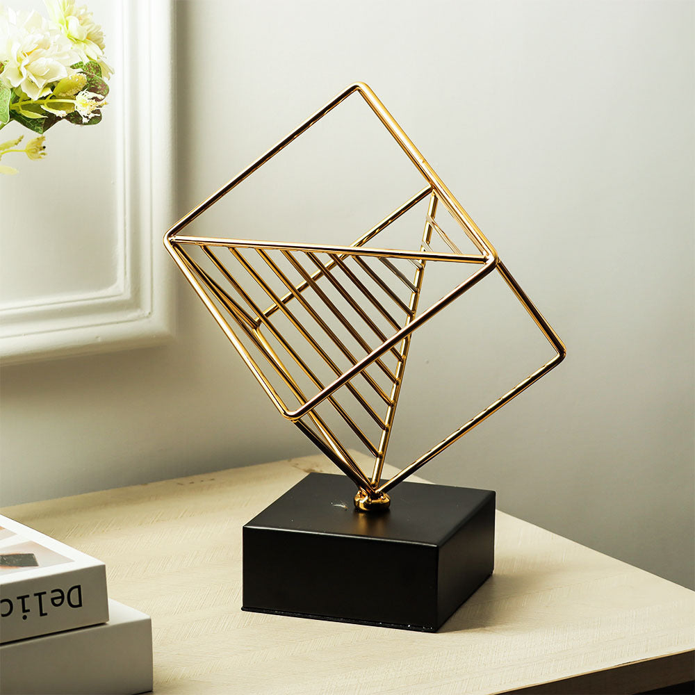 Cube Metallic Sculpture - Black Gold