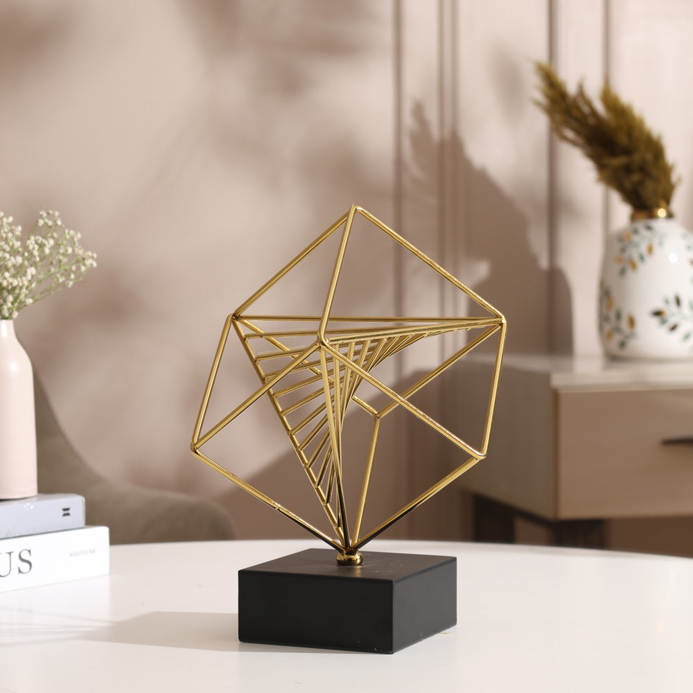 Cube Metallic Sculpture - Black Gold