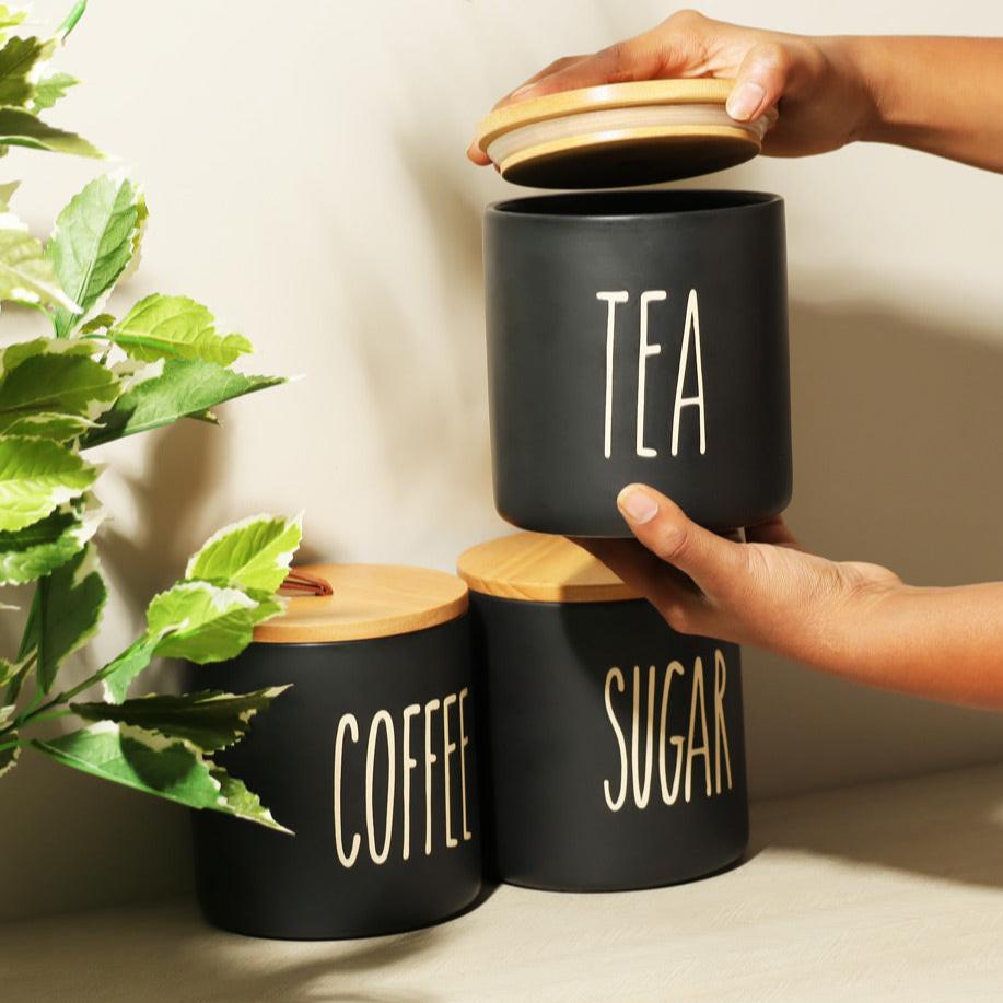 Cucina Ceramic Storage Jars, Set of 3 - Black