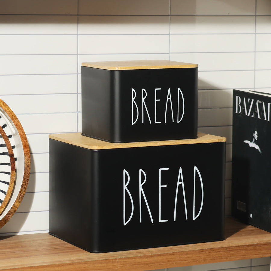 Cucina Metal Bread Boxes, Set of 2 - Black