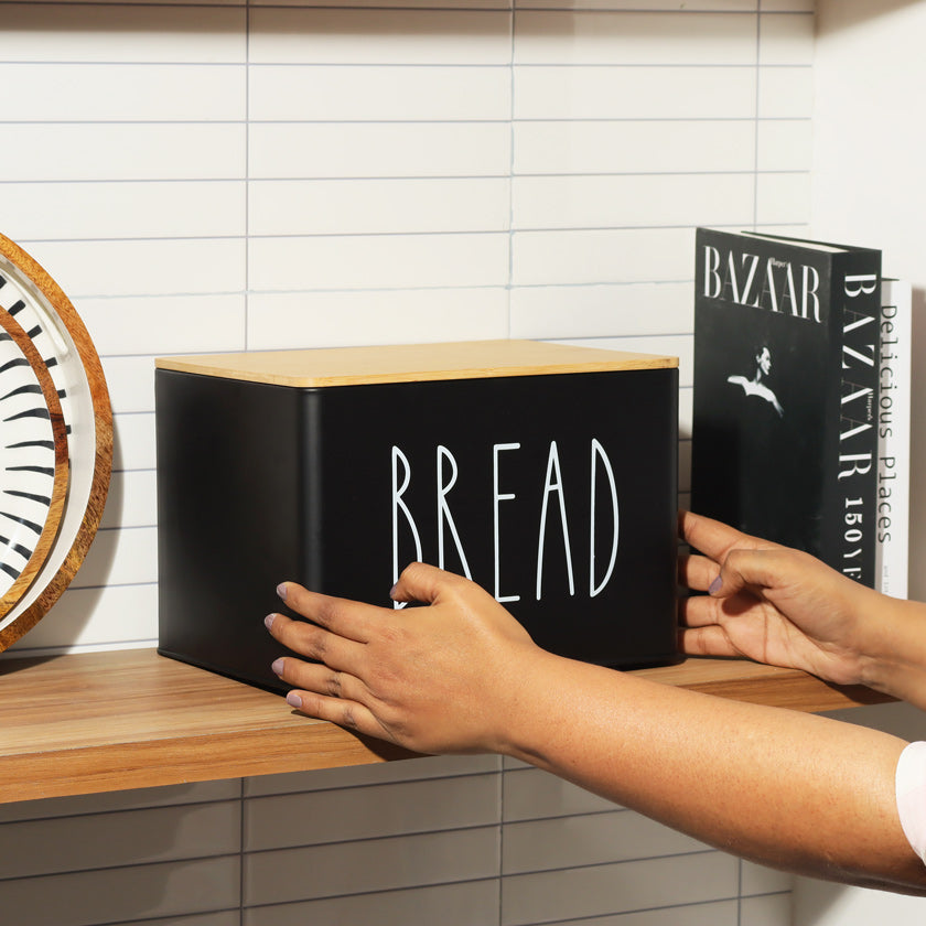 Cucina Metal Bread Boxes, Set of 2 - Black