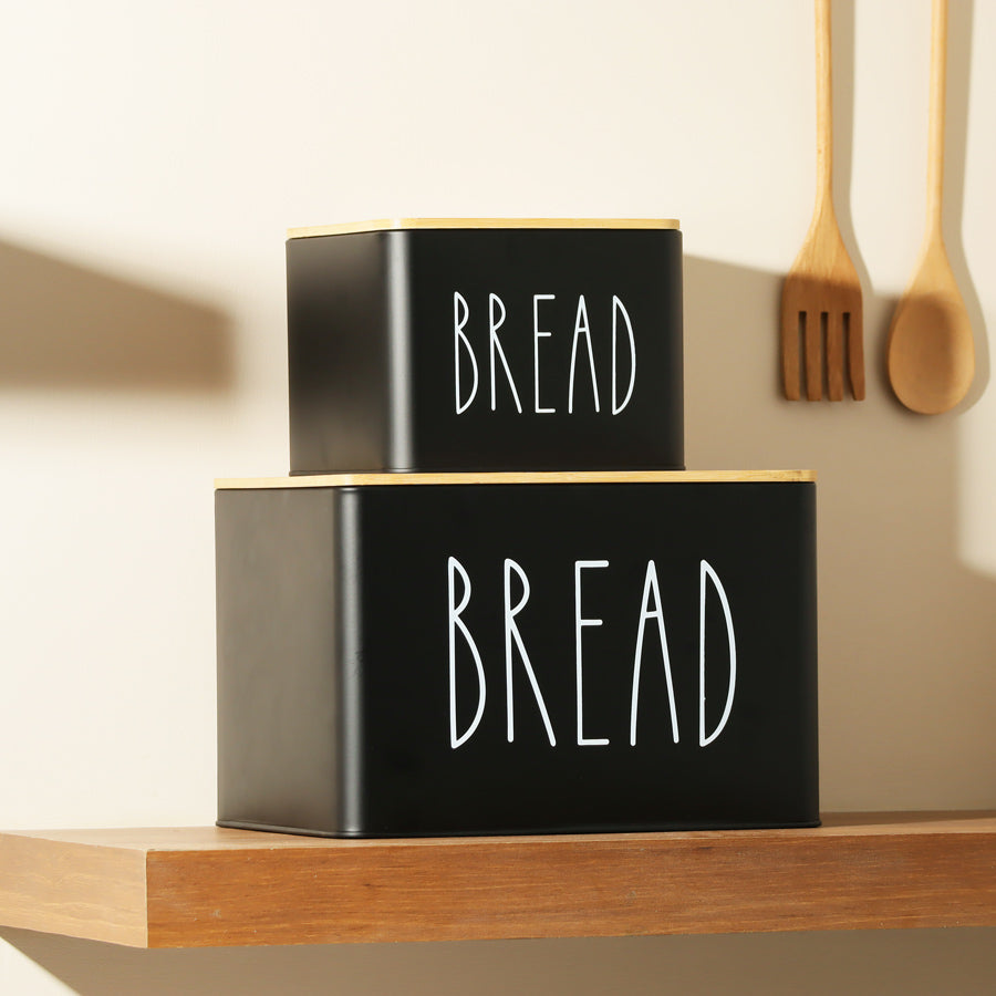 Cucina Metal Bread Boxes, Set of 2 - Black