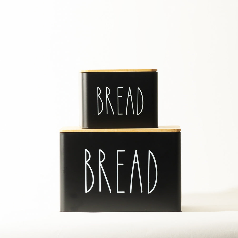 Cucina Metal Bread Boxes, Set of 2 - Black