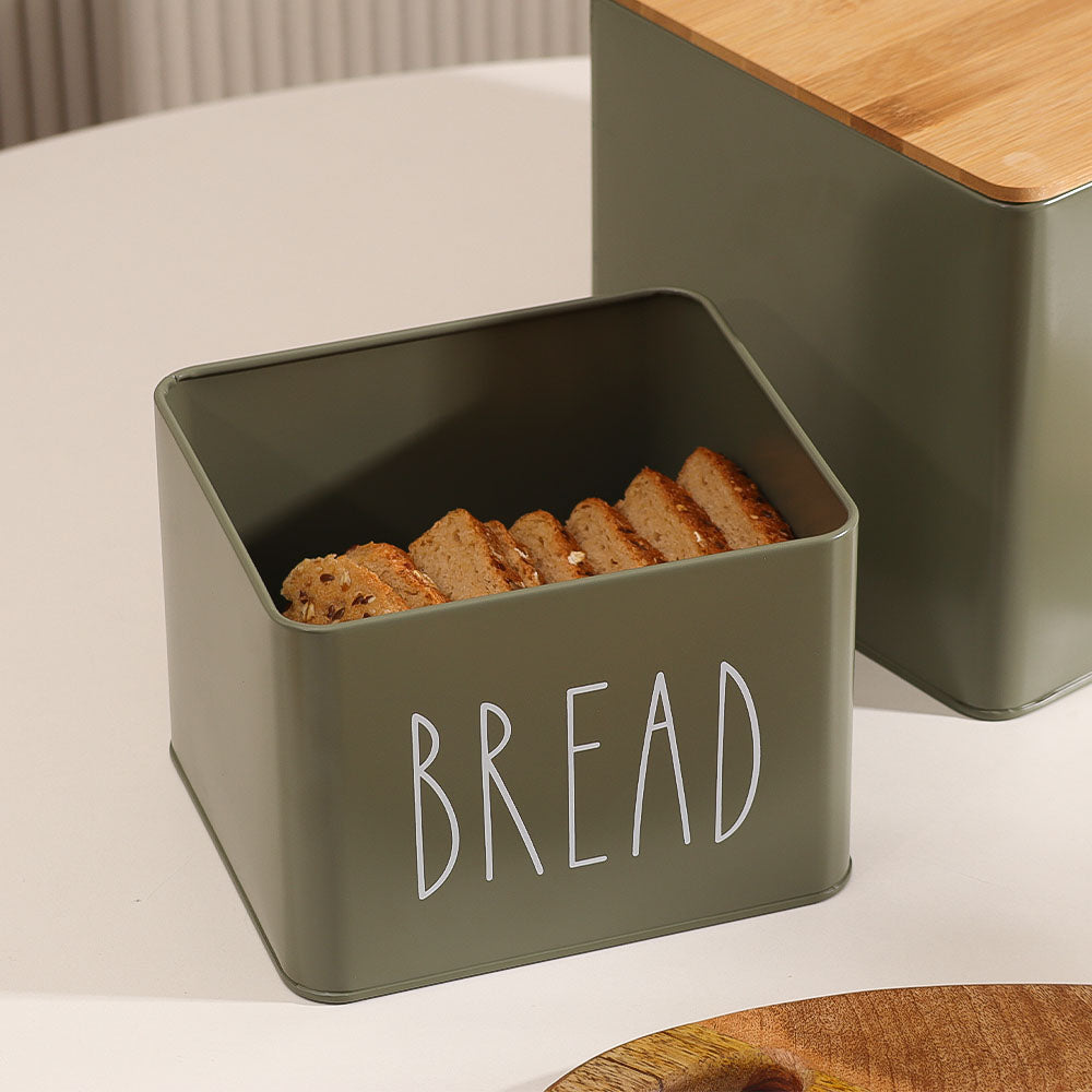 Cucina Metal Bread Boxes, Set of 2 - Olive