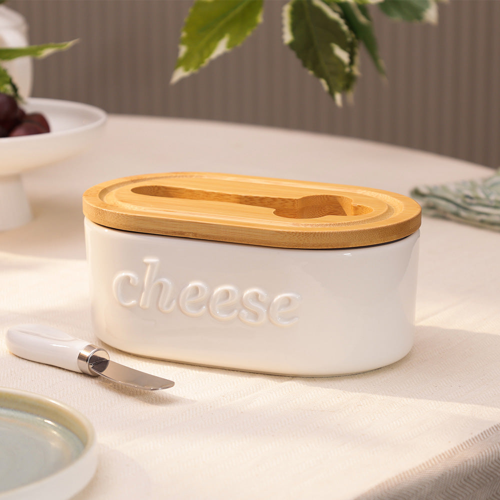 Culina Cheese Dish with Knife Large - White