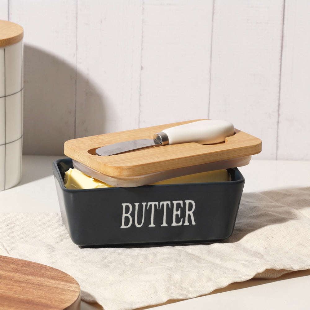 Culina Butter Dish with Spreader Large - Black