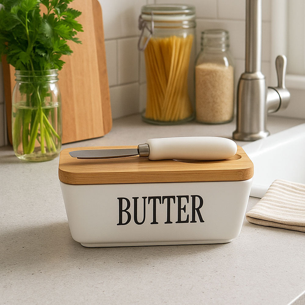 Culina Butter Dish with Spreader Small - White