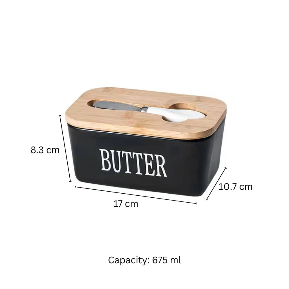 Culina Butter Dish with Spreader Large - Black