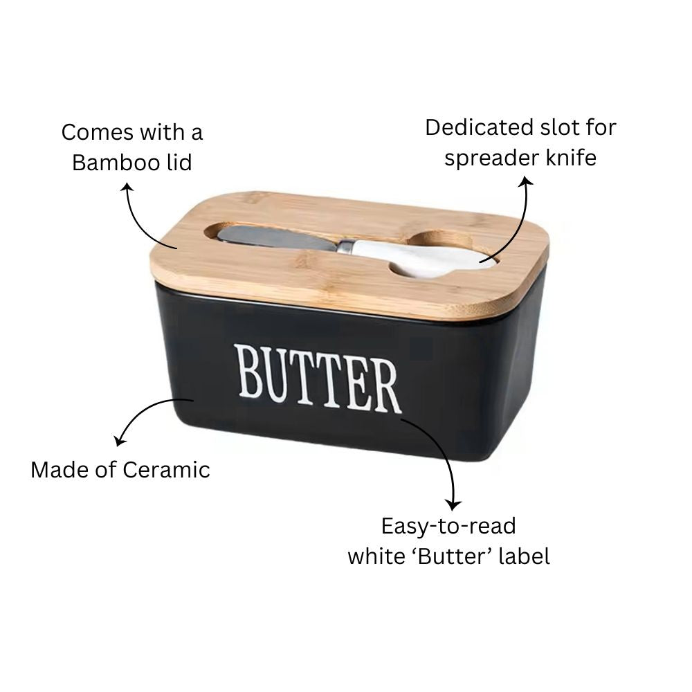 Culina Butter Dish with Spreader Large - Black