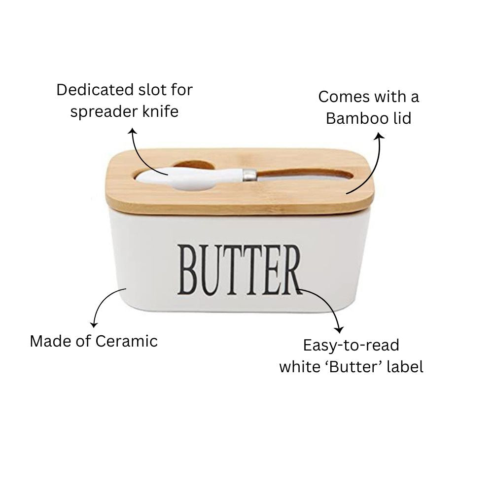Culina Butter Dish with Spreader Large - White