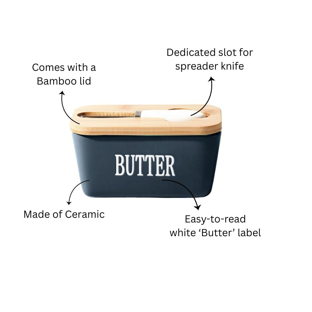 Culina Butter Dish with Spreader Medium - Navy