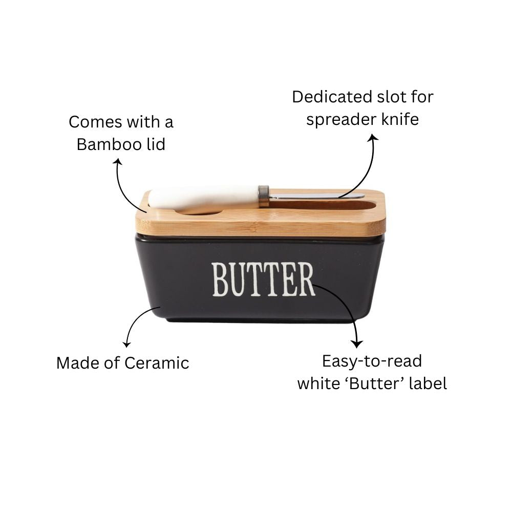 Culina Butter Dish with Spreader Small - Black
