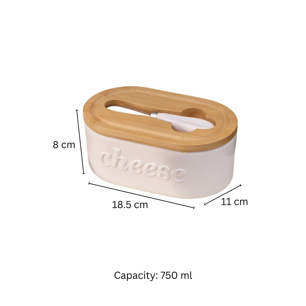 Culina Cheese Dish with Knife Large - White