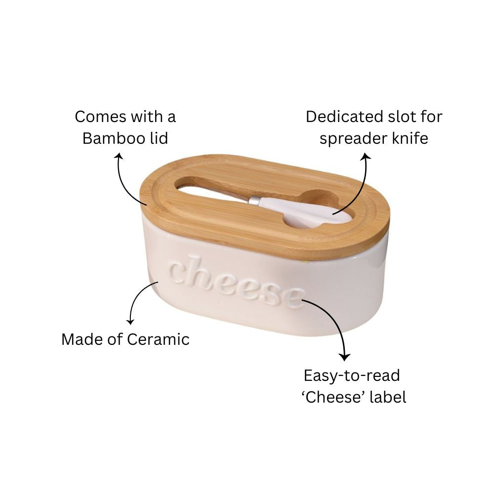 Culina Cheese Dish with Knife Large - White