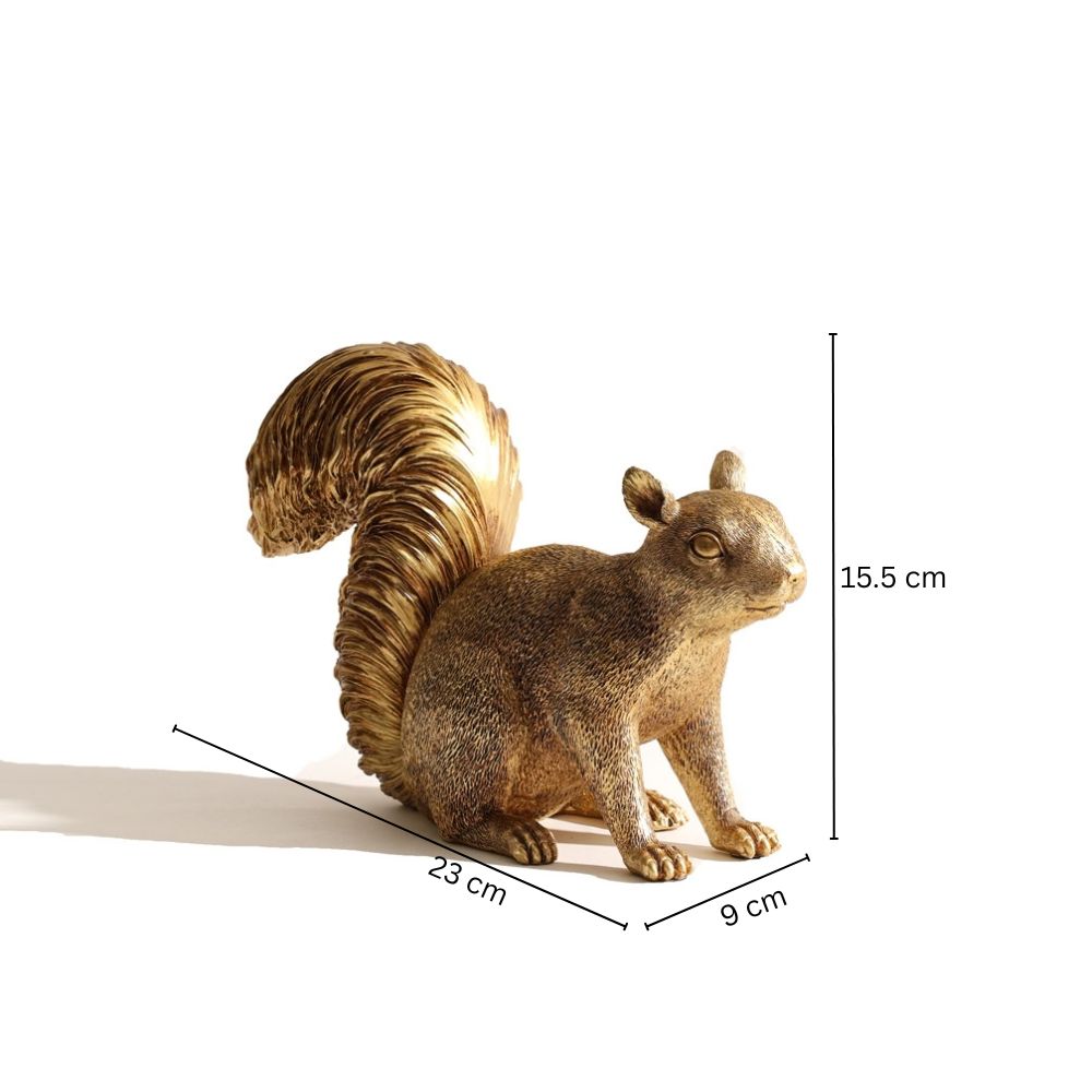 Curious Squirrel Sculpture - Gold