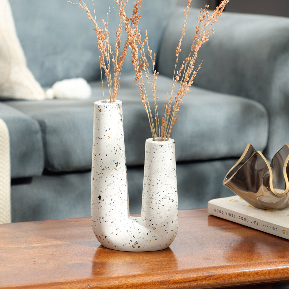 Curve Duo Vase - Terrazzo White
