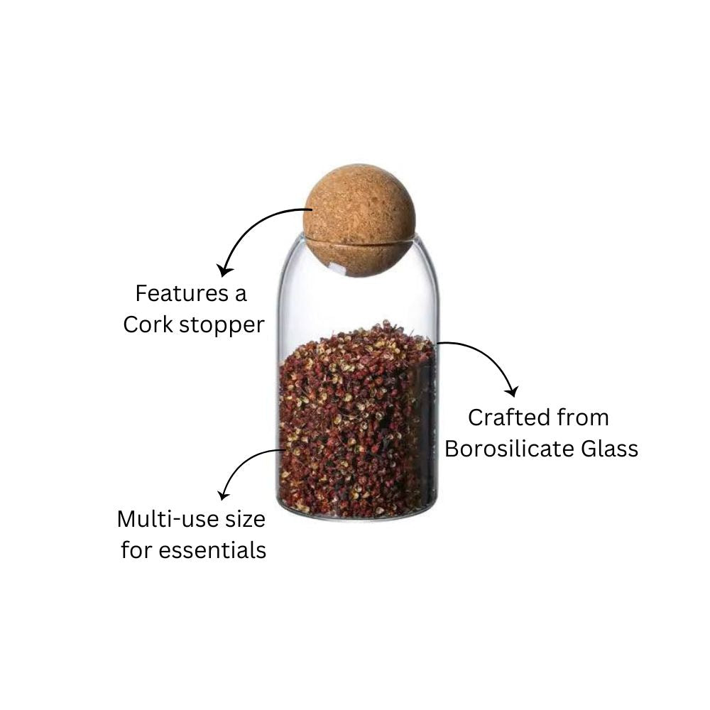 Cylindrical Glass Jar with Cork Stopper - Medium