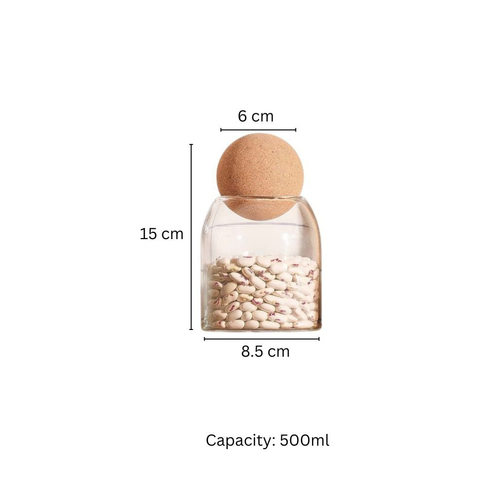 Cylindrical Glass Jar with Cork Stopper - Small
