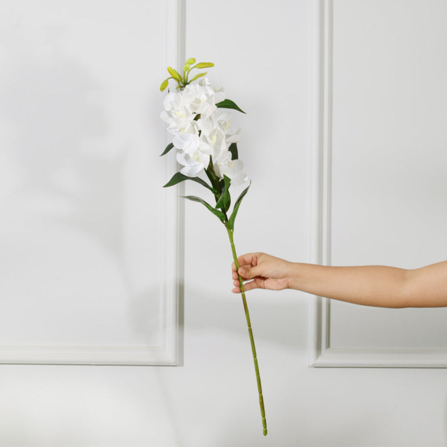 Cymbidium Orchid Faux Stem - White