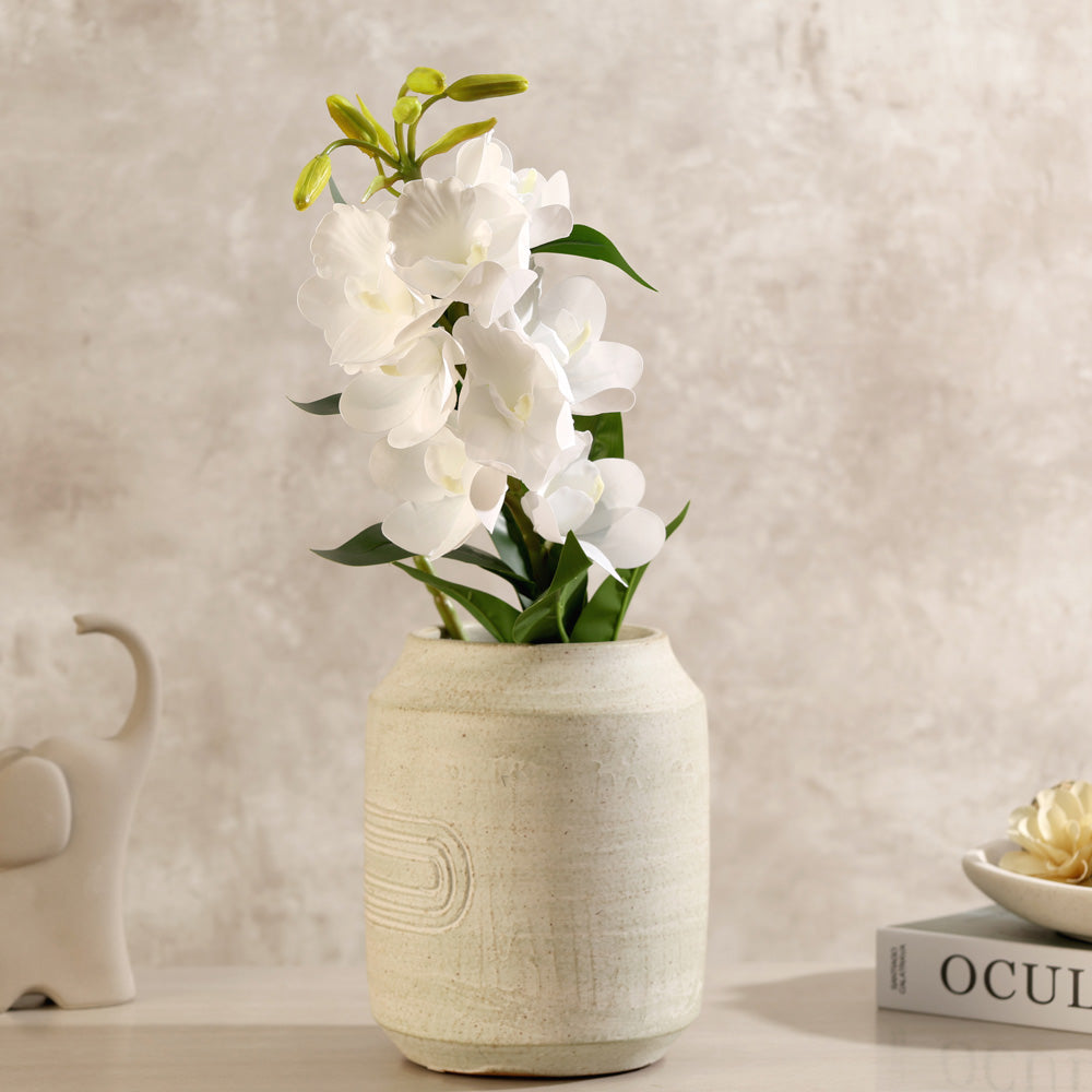 Cymbidium Orchid Faux Stem - White