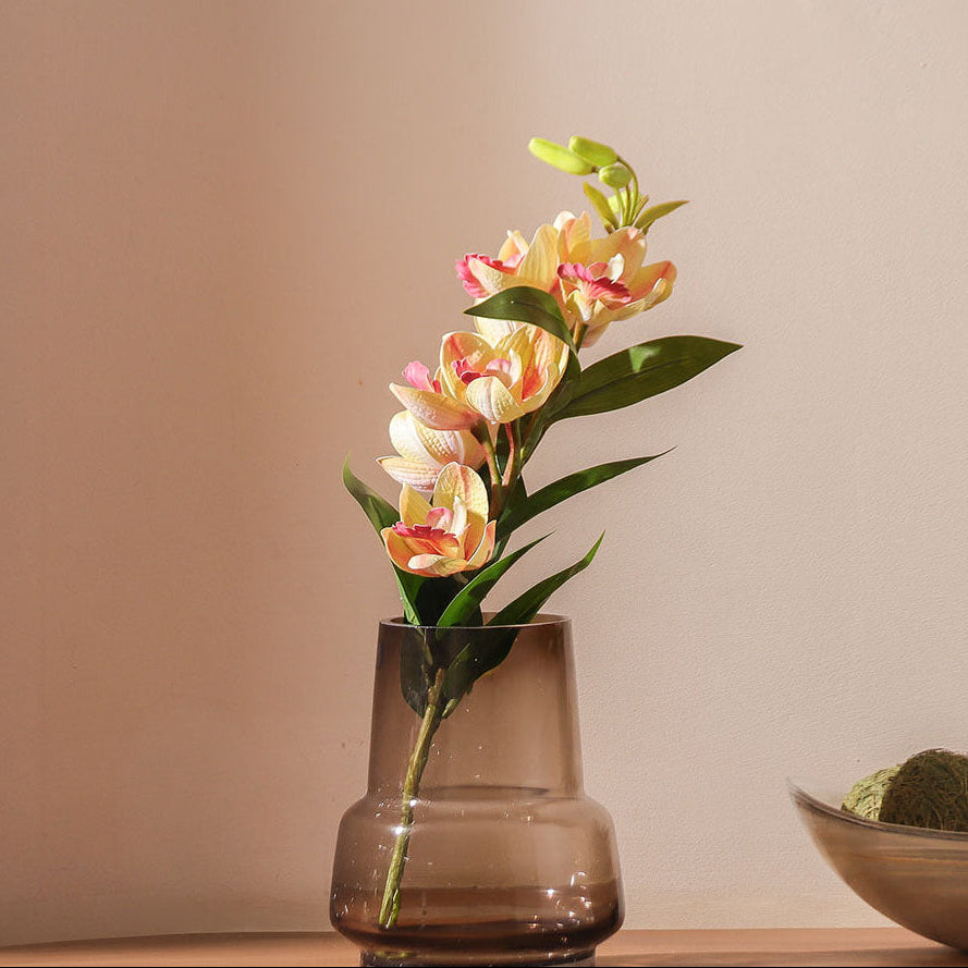 Cymbidium Orchid Faux Stem - Yellow