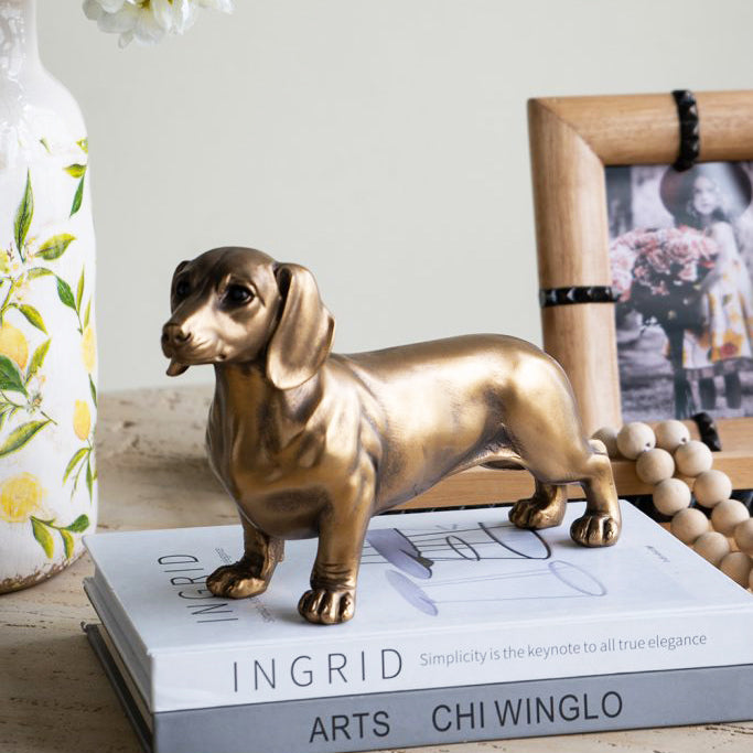 Dachshund Sculpture Medium - Dull Gold
