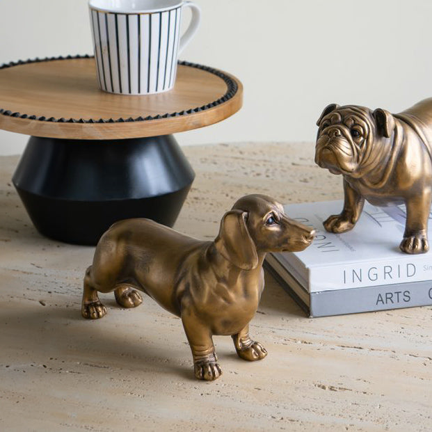 Dachshund Sculpture Medium - Dull Gold