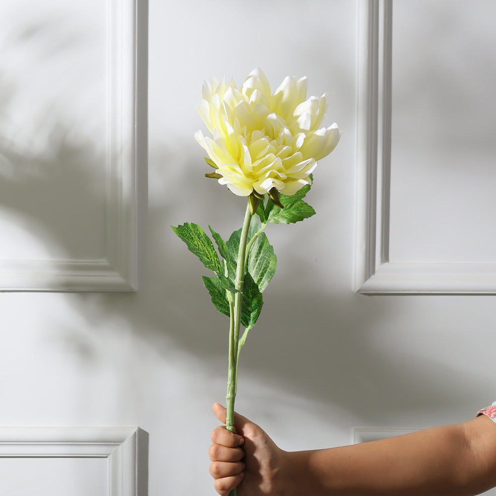 Dahlia Faux Stem - Pale Yellow