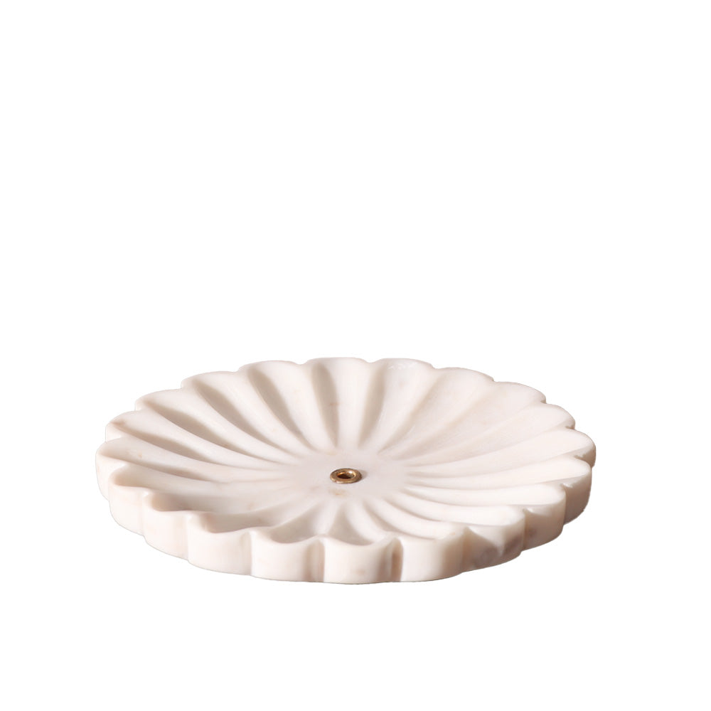 Daisy Marble Incense Holder - White