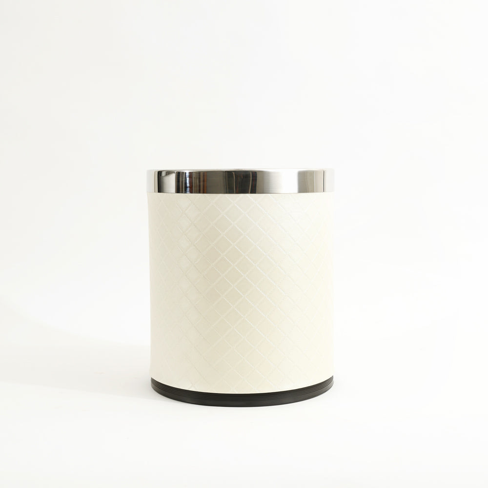 Damas Quilted Round Waste Bin 10L - Pearl Ivory