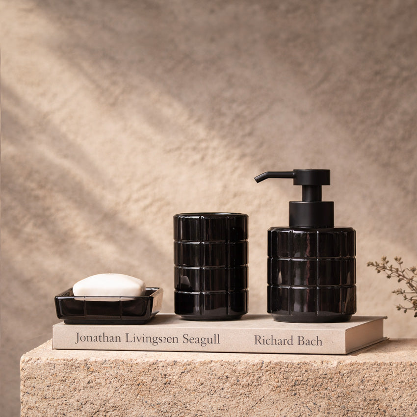 Damier 3-piece Glass Bathroom Set - Black